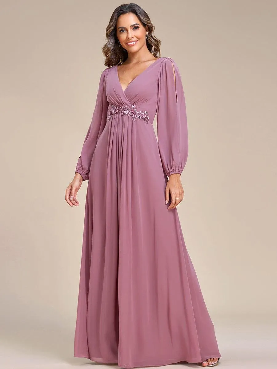 Robe de soirée longue et élégante avec manches lanternes
