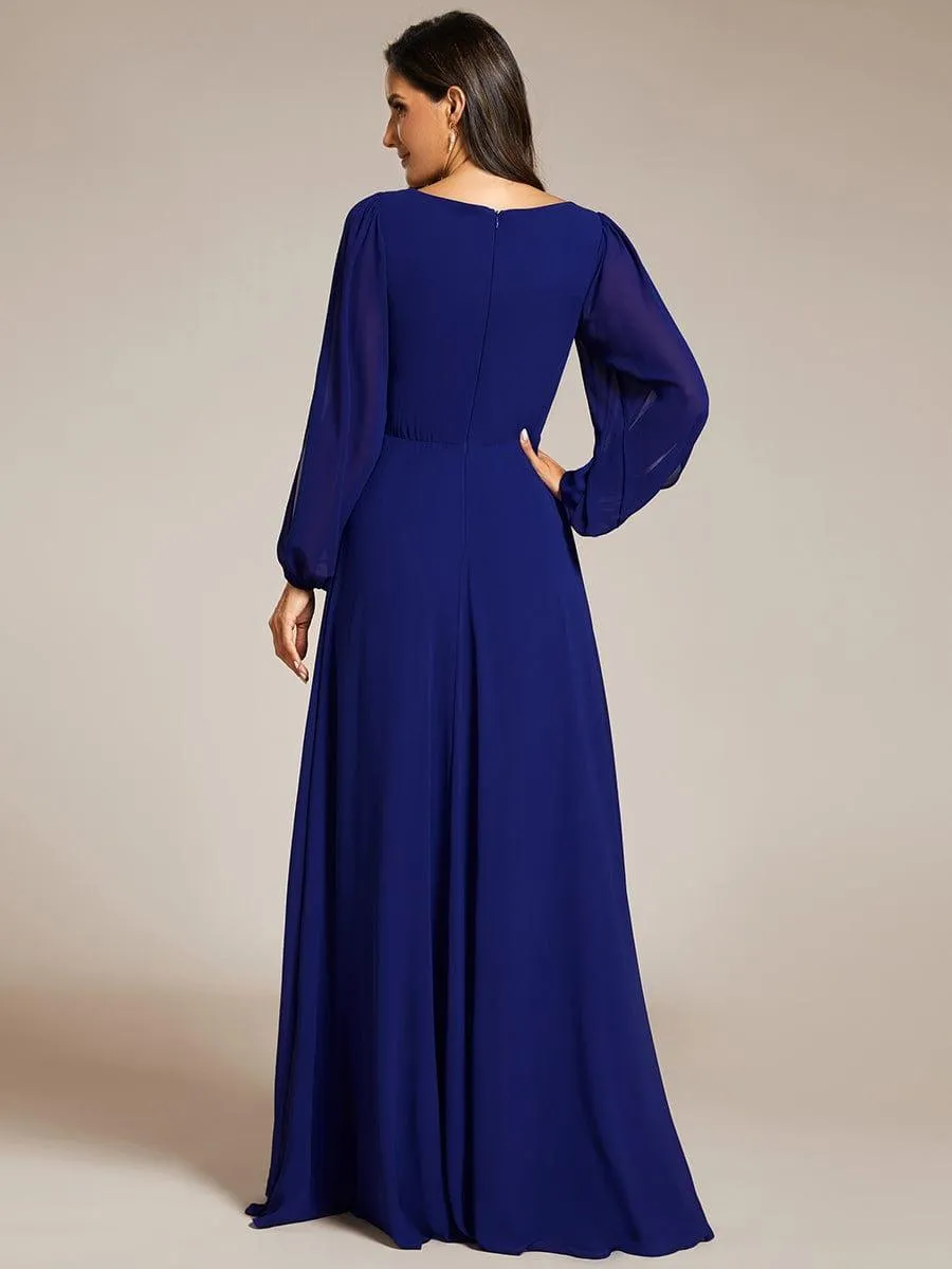 Robe de soirée longue et élégante avec manches lanternes