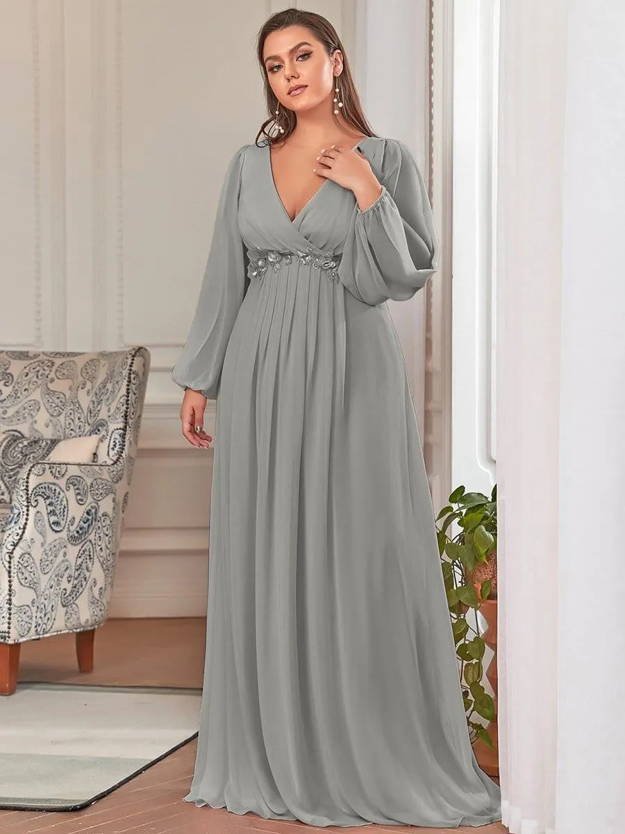 Robe de soirée longue et élégante avec manches lanternes