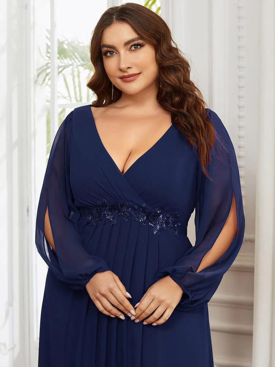 Robe de soirée longue et élégante avec manches lanternes