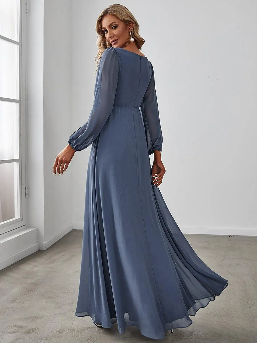 Robe de soirée longue et élégante avec manches lanternes