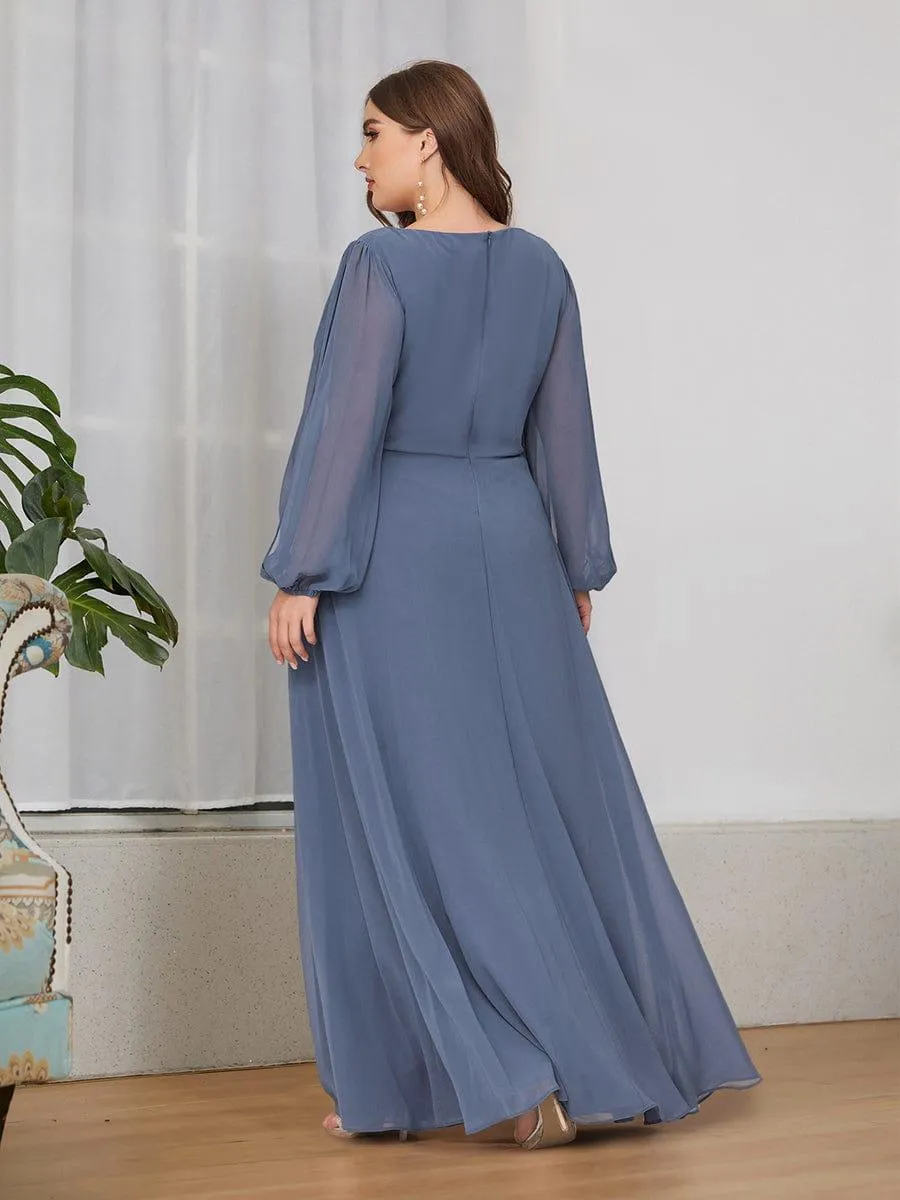 Robe de soirée longue et élégante avec manches lanternes