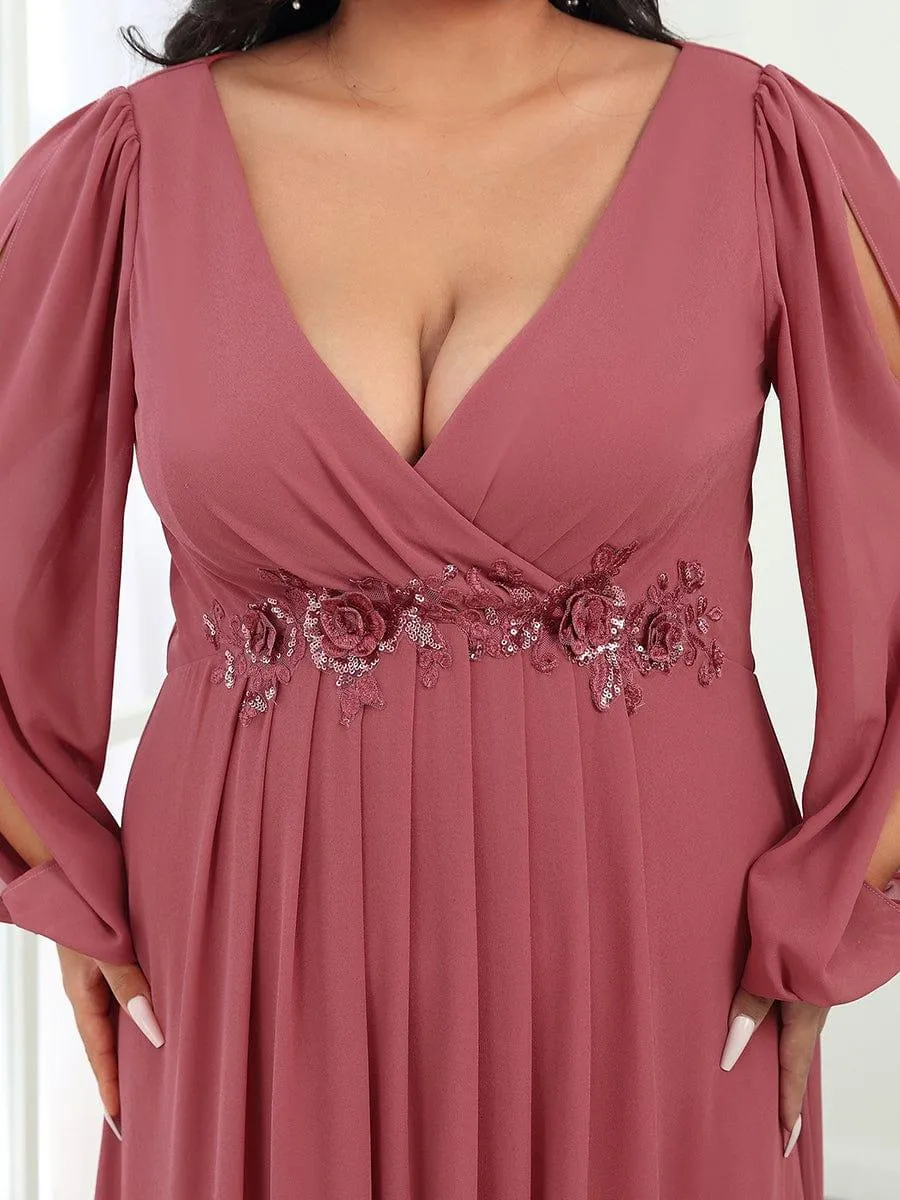 Robe de soirée longue et élégante avec manches lanternes