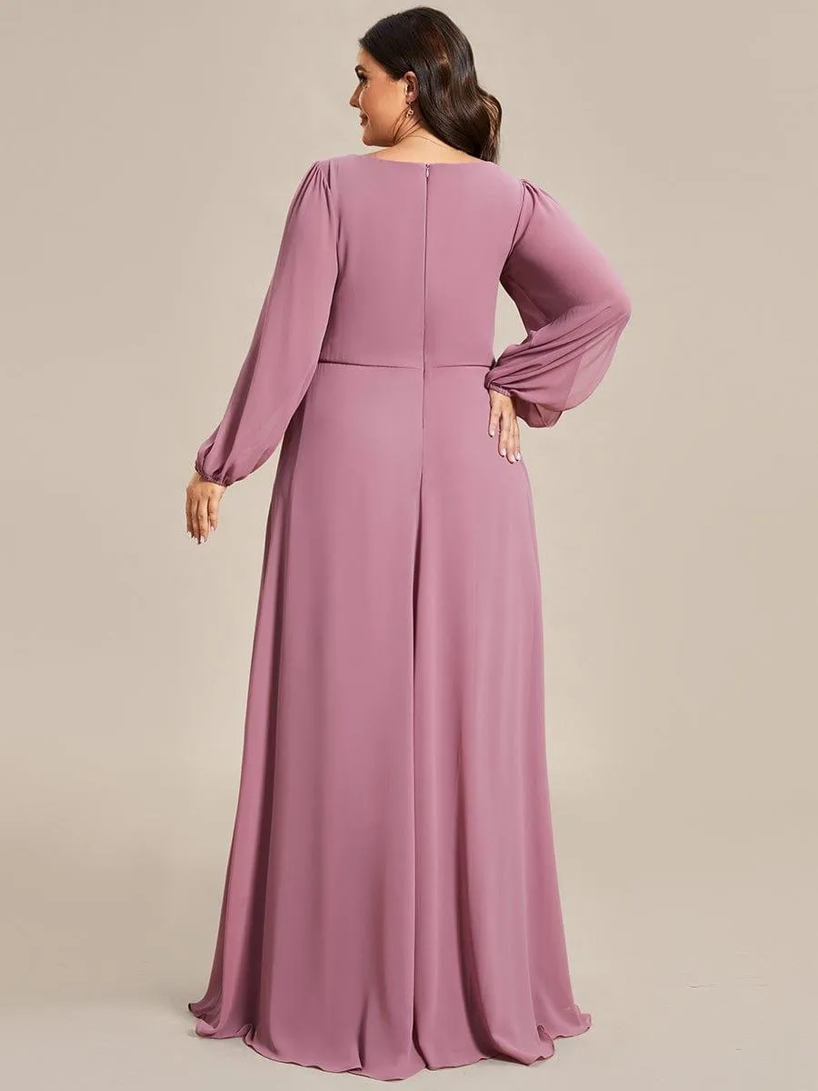 Robe de soirée longue et élégante avec manches lanternes