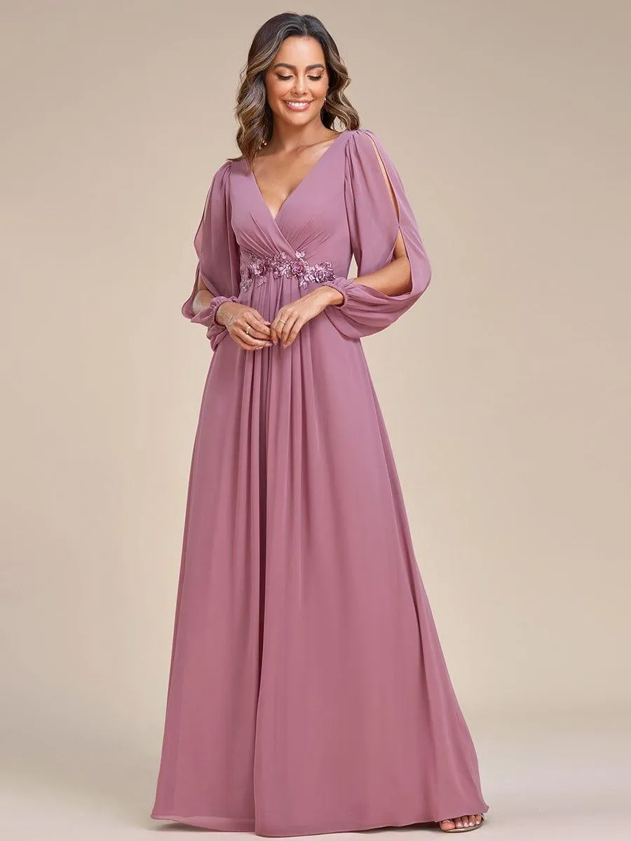 Robe de soirée longue et élégante avec manches lanternes