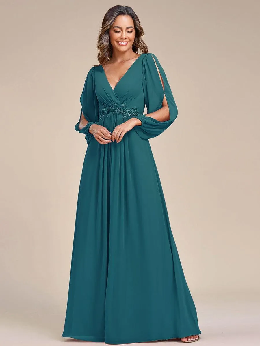Robe de soirée longue et élégante avec manches lanternes