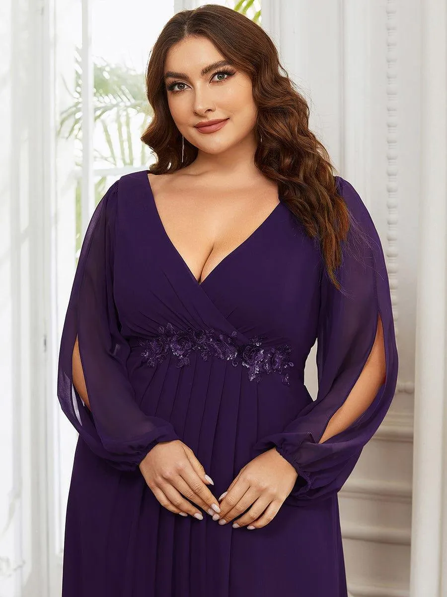 Robe de soirée longue et élégante avec manches lanternes