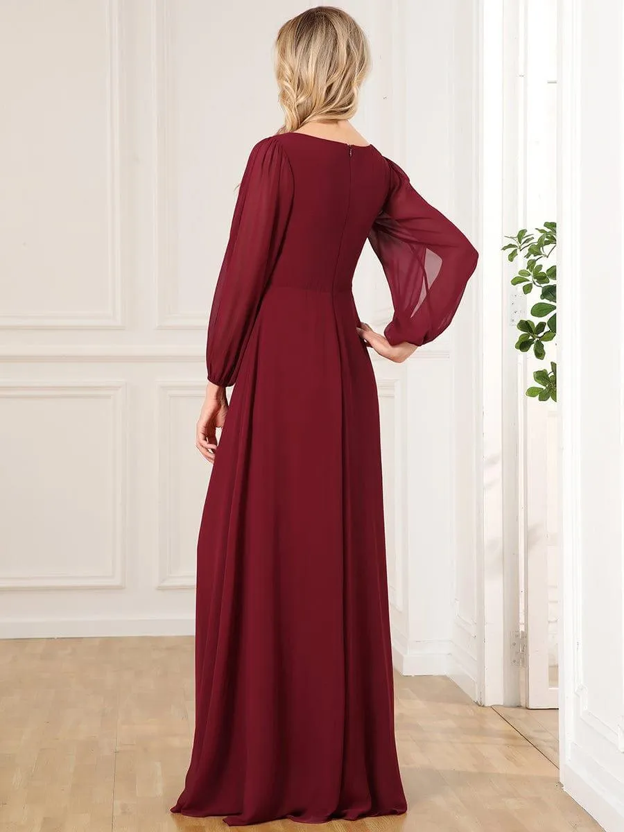 Robe de soirée longue et élégante avec manches lanternes