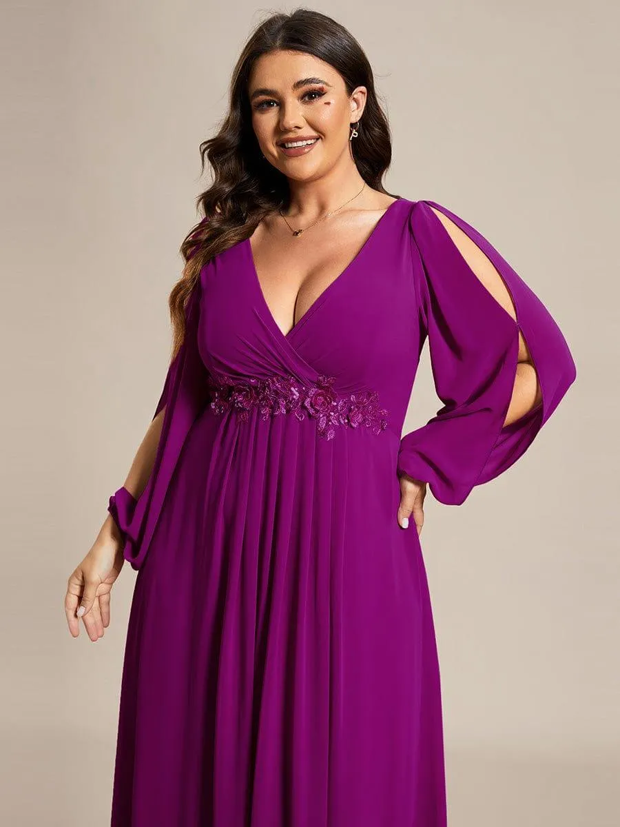 Robe de soirée longue et élégante avec manches lanternes