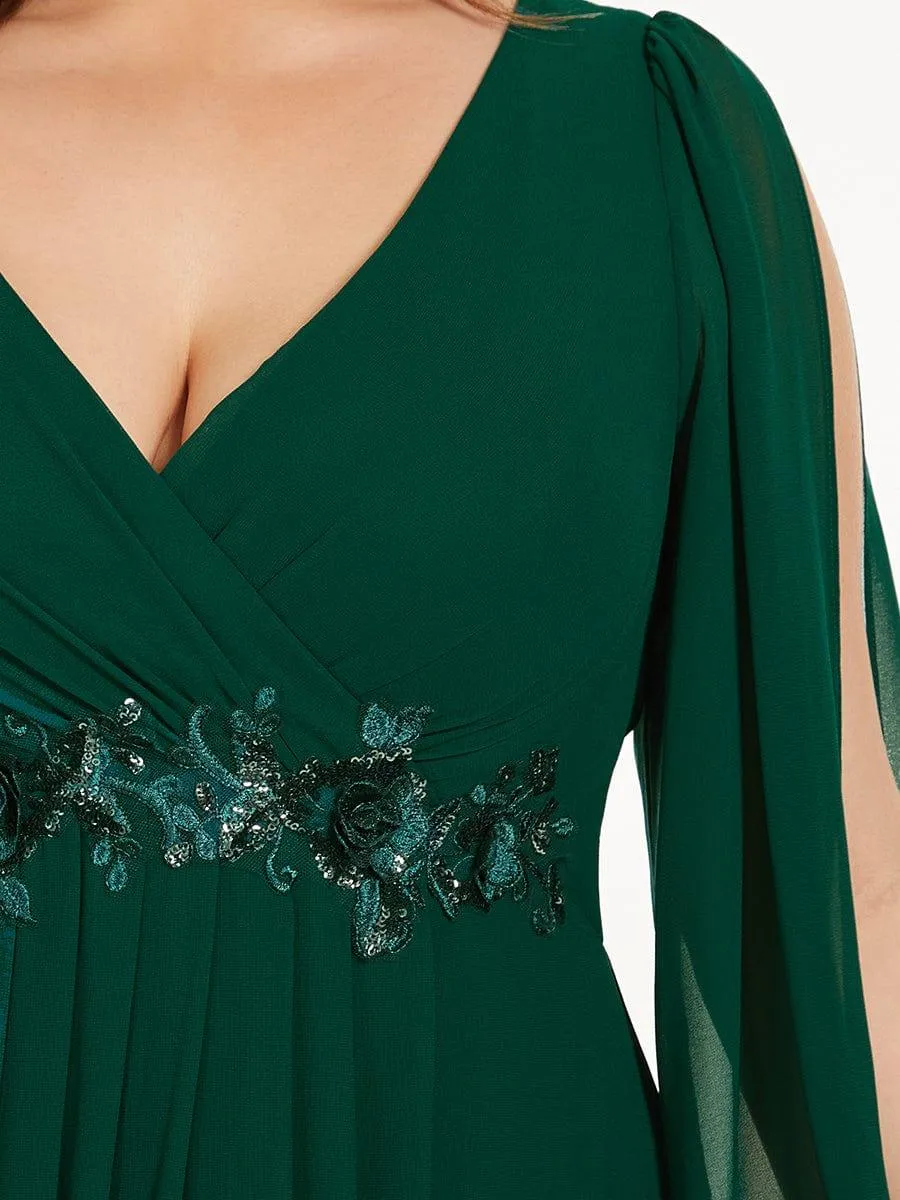 Robe de soirée longue et élégante avec manches lanternes