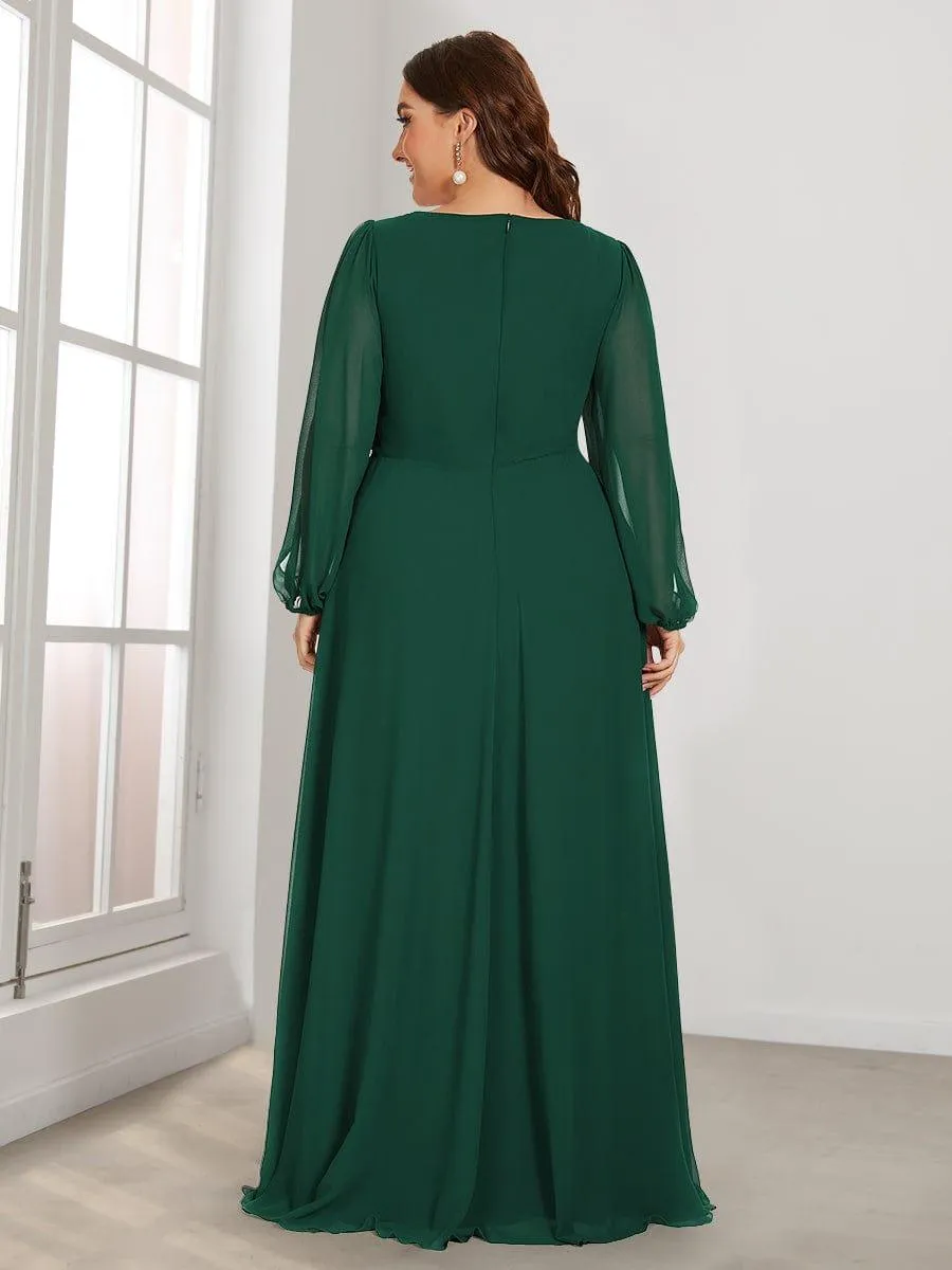 Robe de soirée longue et élégante avec manches lanternes