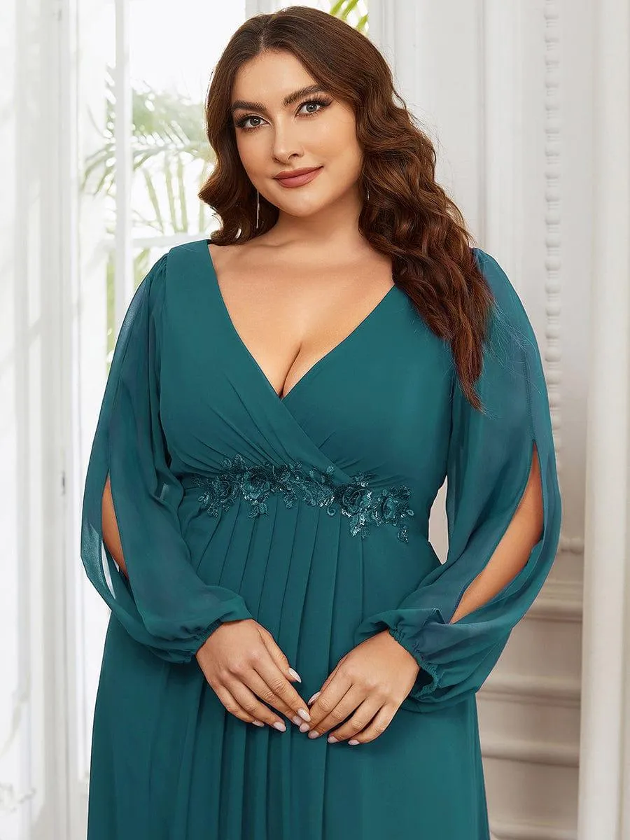 Robe de soirée longue et élégante avec manches lanternes