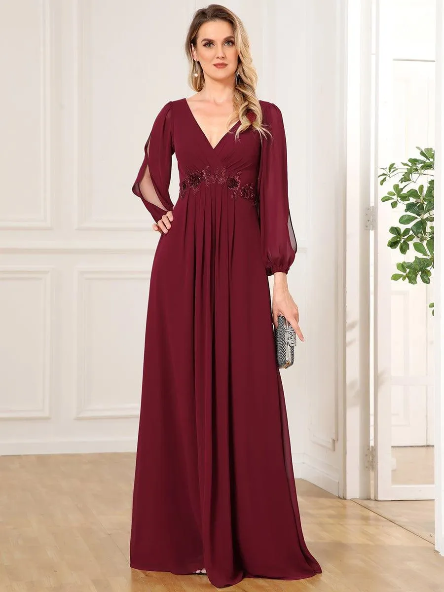 Robe de soirée longue et élégante avec manches lanternes