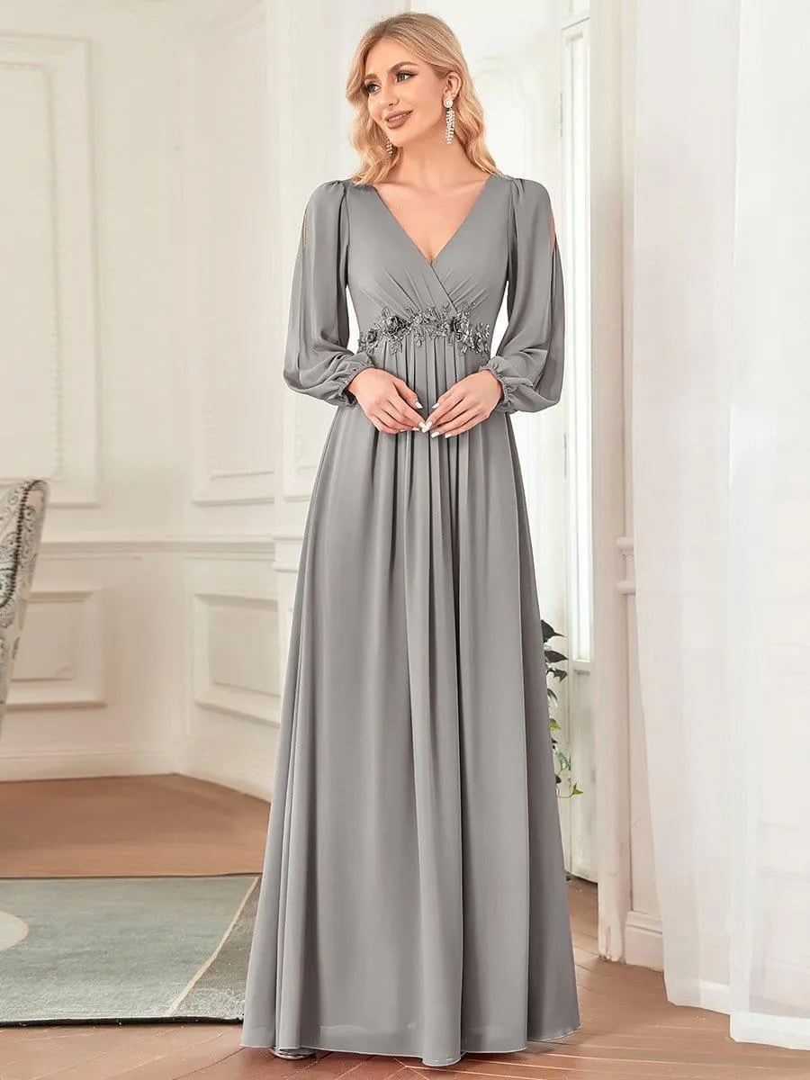 Robe de soirée longue et élégante avec manches lanternes
