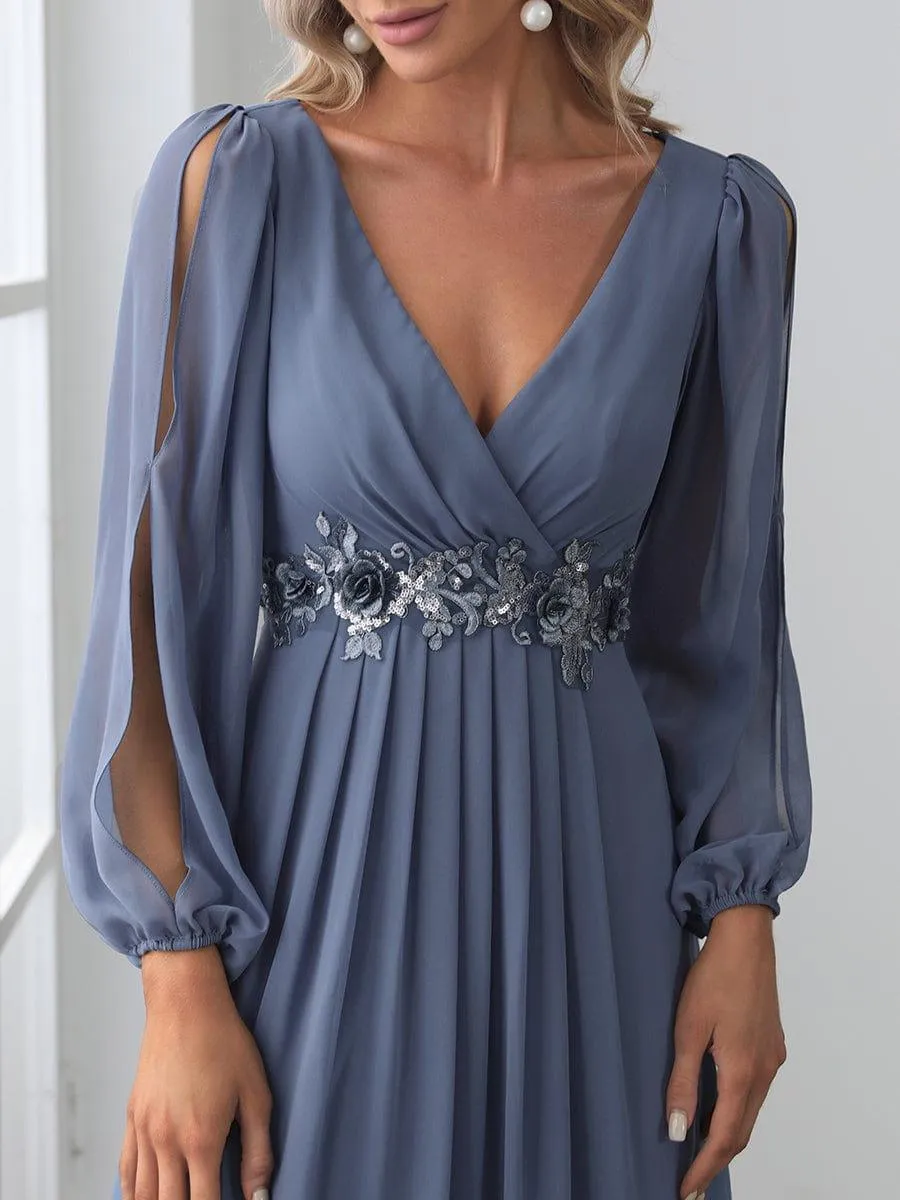 Robe de soirée longue et élégante avec manches lanternes