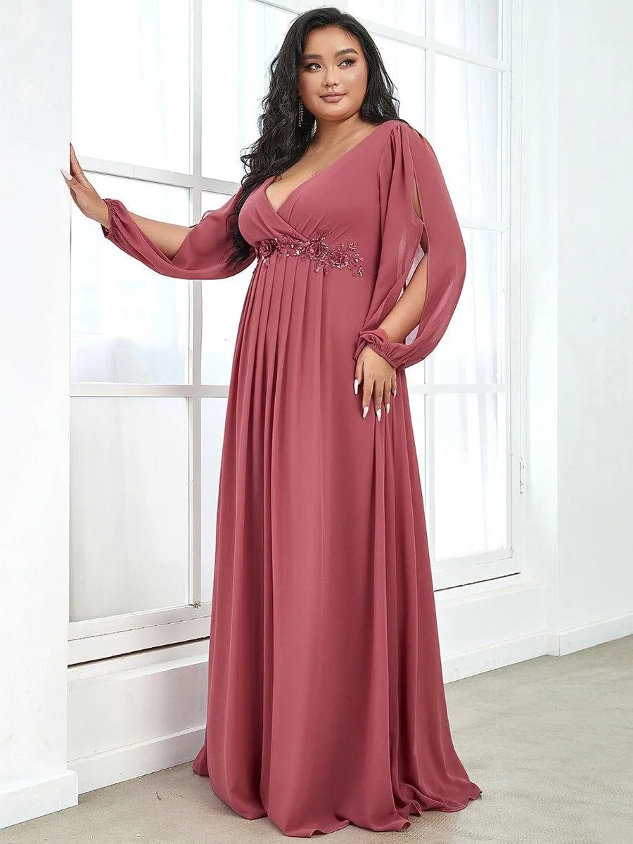 Robe de soirée longue et élégante avec manches lanternes