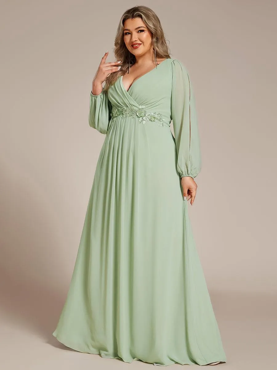 Robe de soirée longue et élégante avec manches lanternes