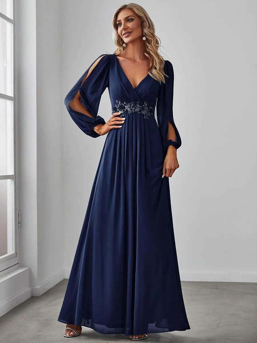 Robe de soirée longue et élégante avec manches lanternes