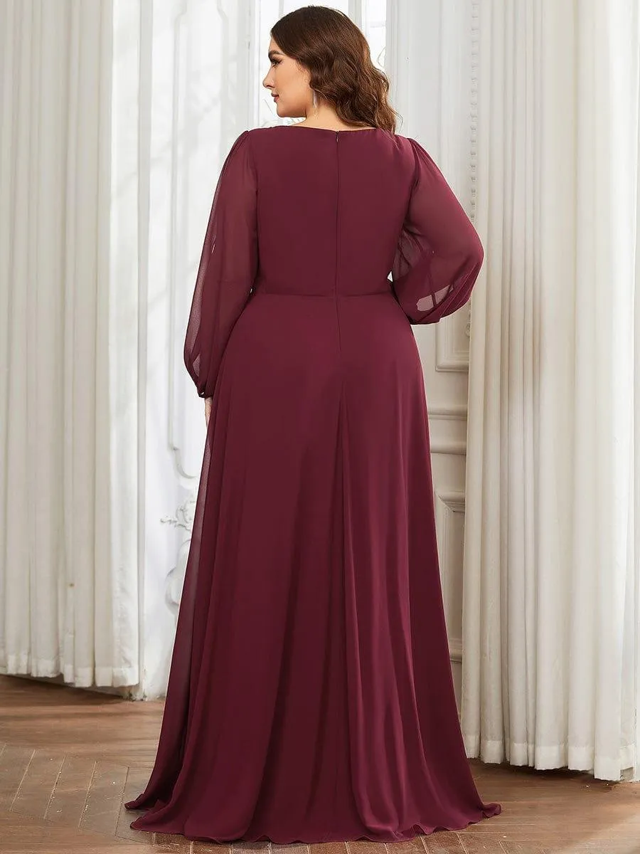 Robe de soirée longue et élégante avec manches lanternes