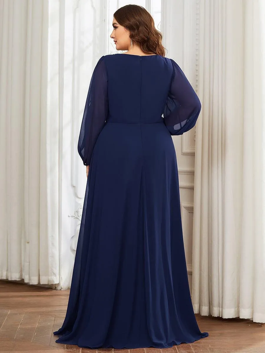 Robe de soirée longue et élégante avec manches lanternes