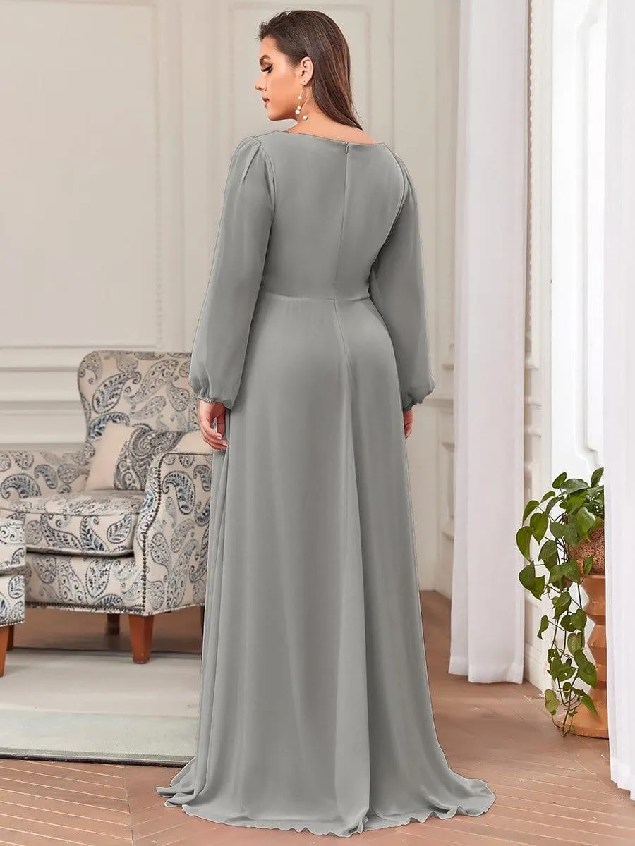 Robe de soirée longue et élégante avec manches lanternes