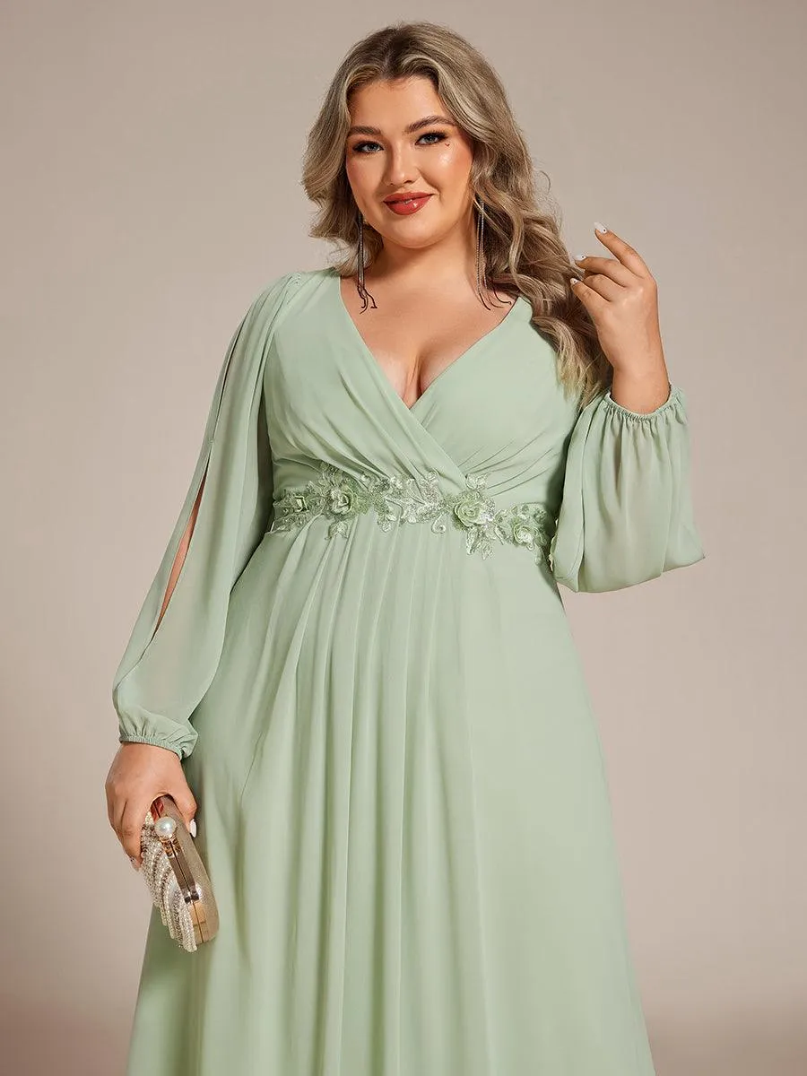 Robe de soirée longue et élégante avec manches lanternes