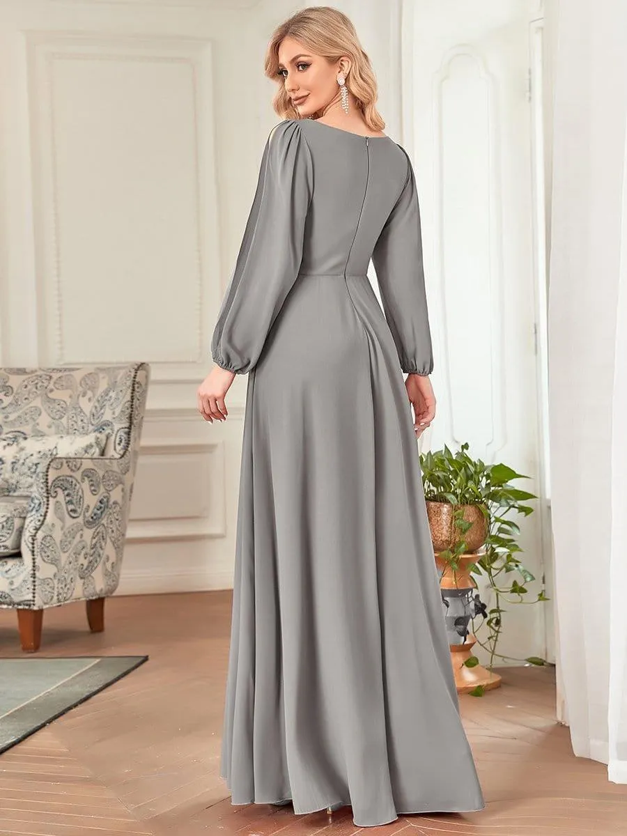 Robe de soirée longue et élégante avec manches lanternes