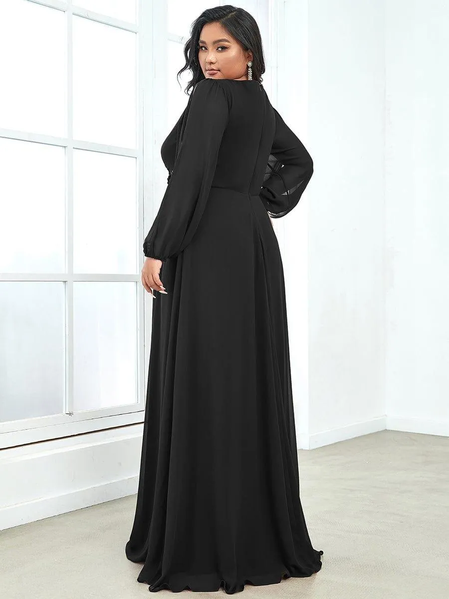 Robe de soirée longue et élégante avec manches lanternes