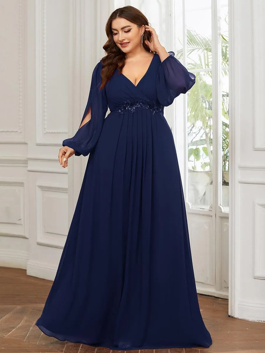 Robe de soirée longue et élégante avec manches lanternes
