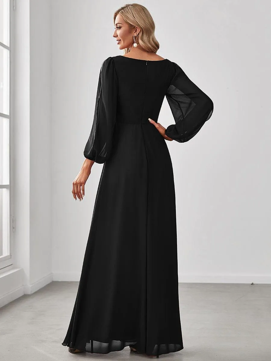 Robe de soirée longue et élégante avec manches lanternes