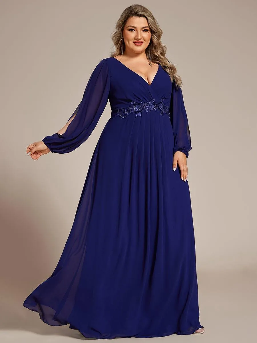 Robe de soirée longue et élégante avec manches lanternes