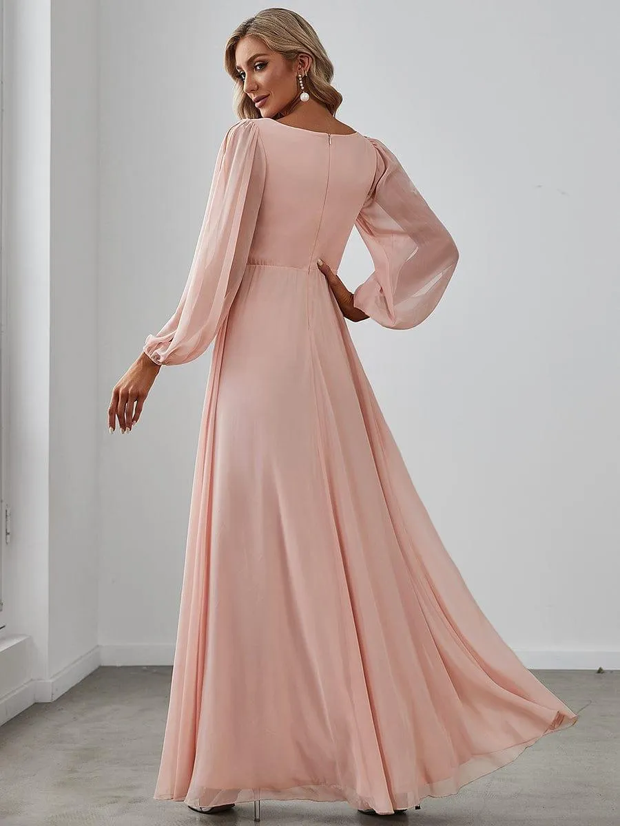Robe de soirée longue et élégante avec manches lanternes