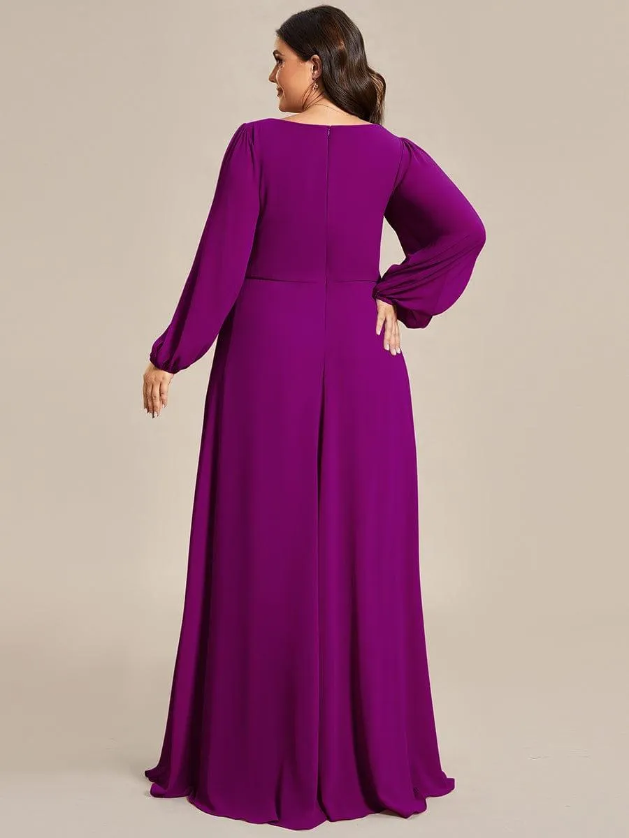 Robe de soirée longue et élégante avec manches lanternes