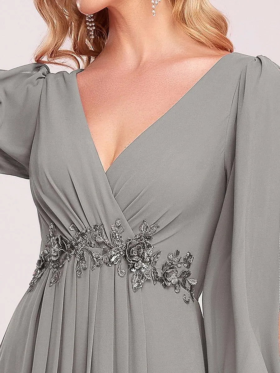 Robe de soirée longue et élégante avec manches lanternes