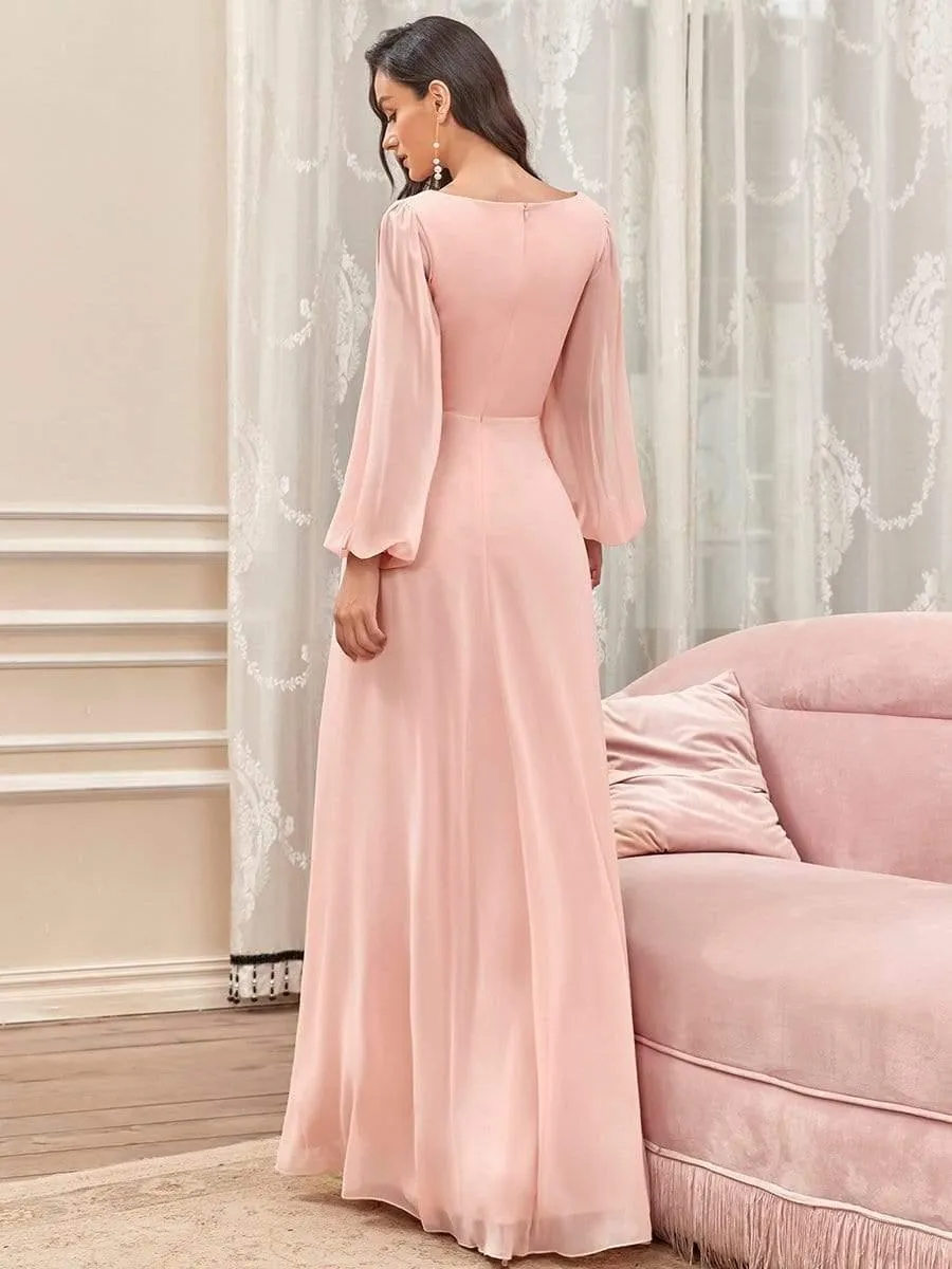 Robe de soirée longue et élégante avec manches lanternes