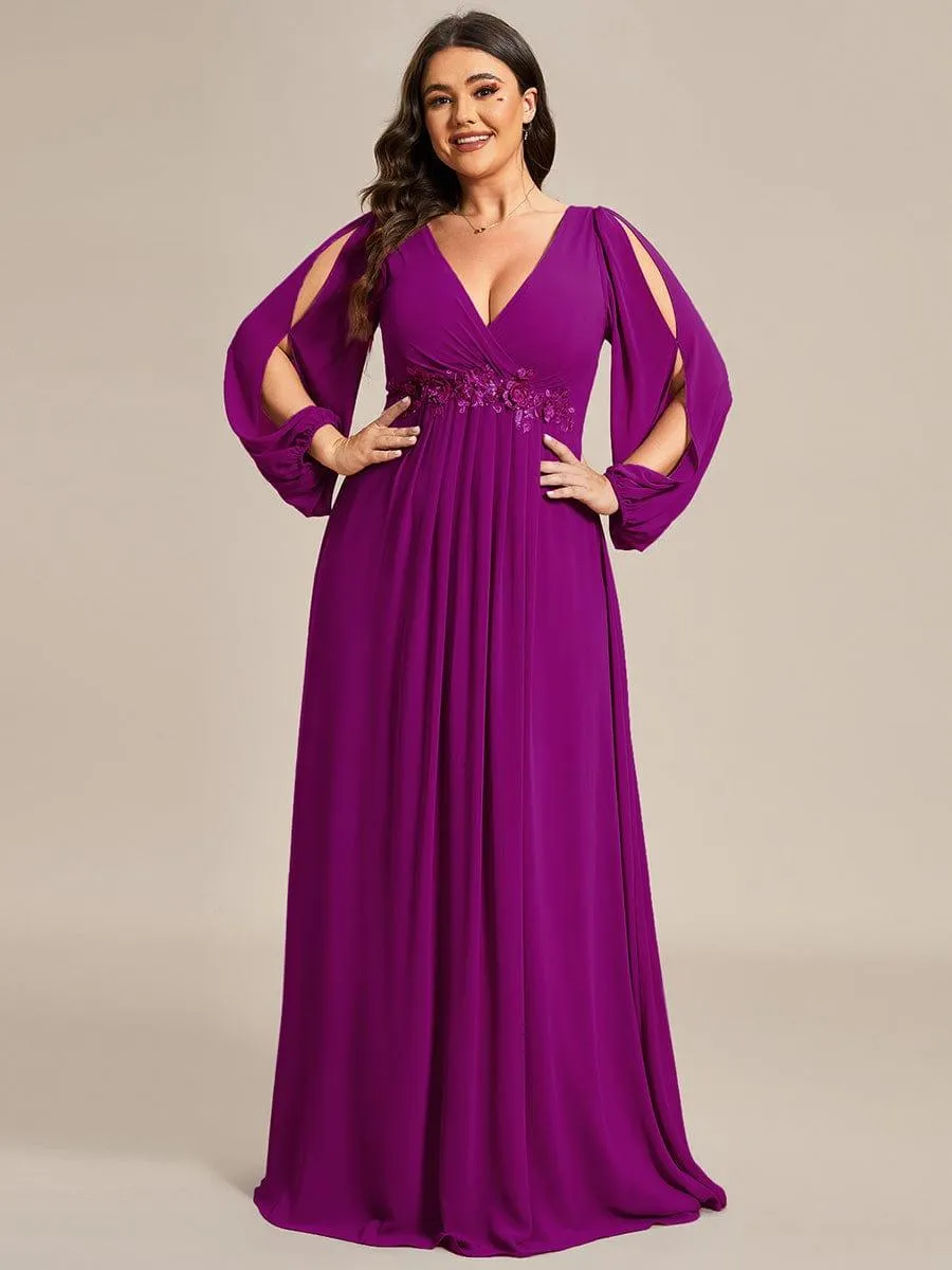 Robe de soirée longue et élégante avec manches lanternes