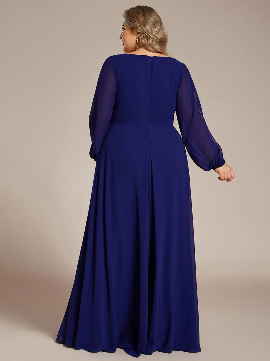 Robe de soirée longue et élégante avec manches lanternes