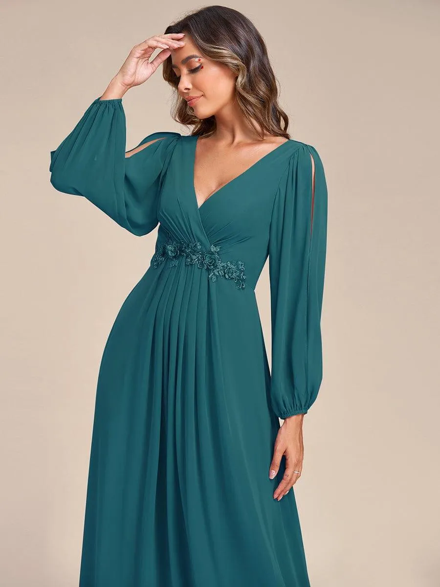 Robe de soirée longue et élégante avec manches lanternes