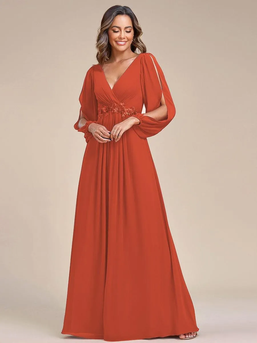 Robe de soirée longue et élégante avec manches lanternes