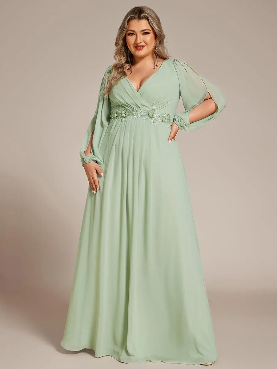 Robe de soirée longue et élégante avec manches lanternes