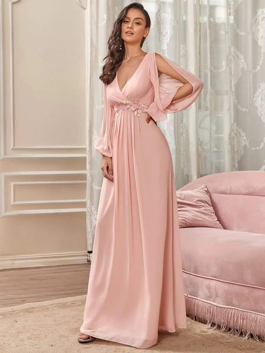 Robe de soirée longue et élégante avec manches lanternes