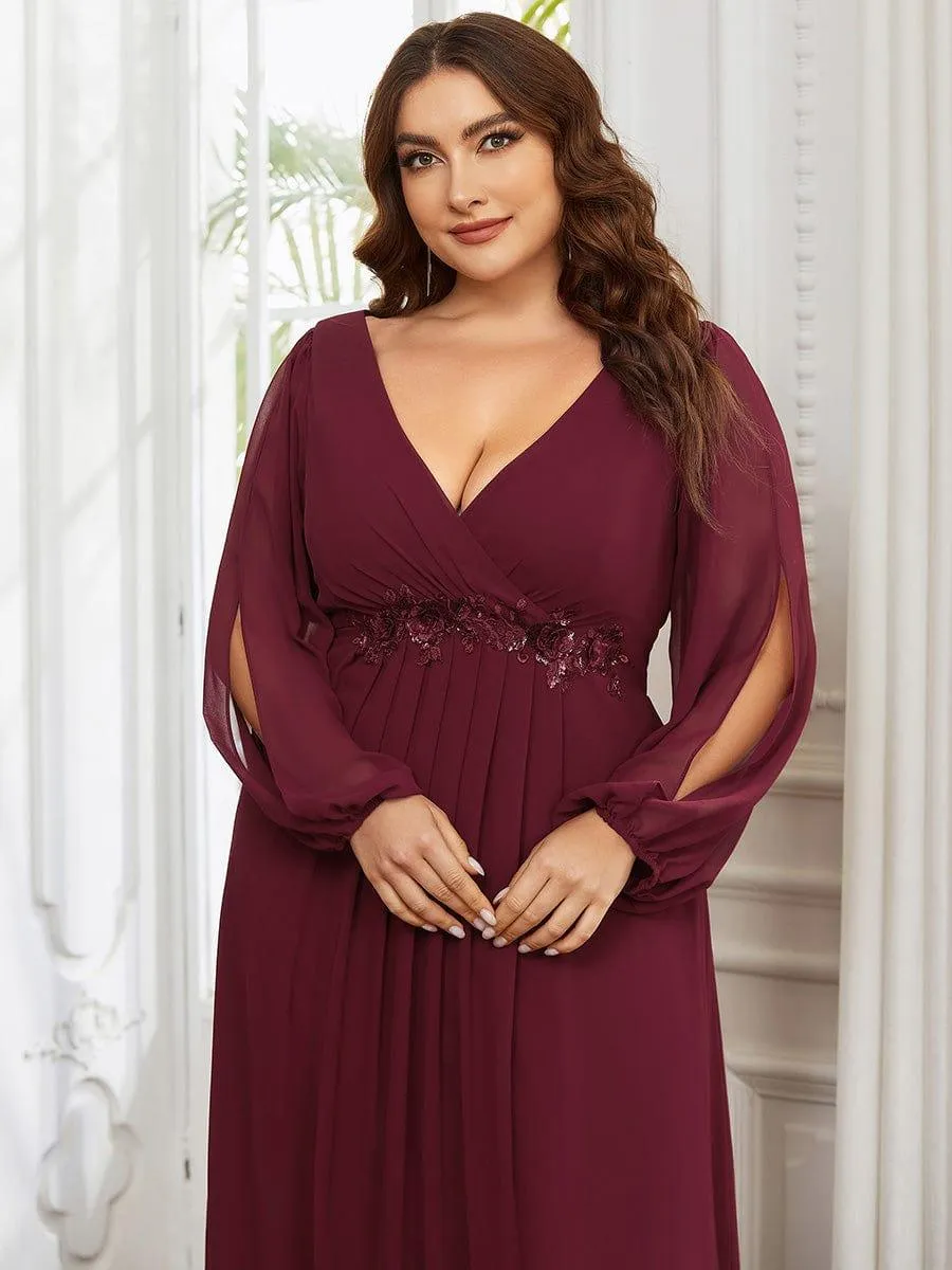 Robe de soirée longue et élégante avec manches lanternes