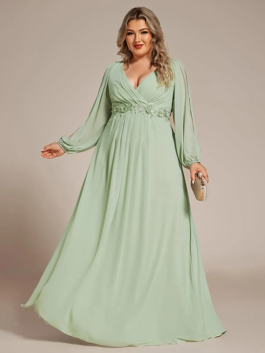 Robe de soirée longue et élégante avec manches lanternes