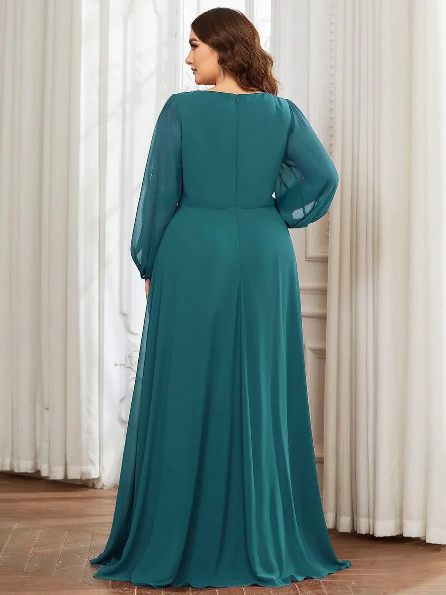 Robe de soirée longue et élégante avec manches lanternes