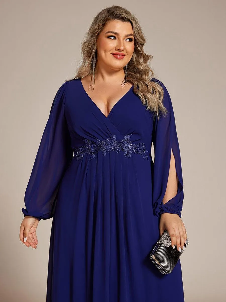 Robe de soirée longue et élégante avec manches lanternes