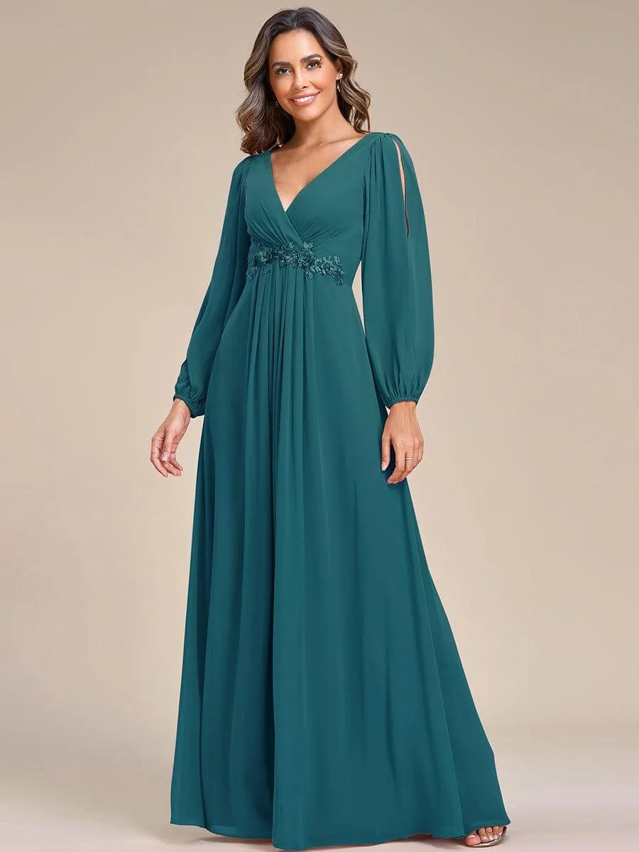 Robe de soirée longue et élégante avec manches lanternes