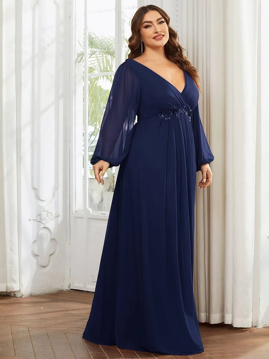 Robe de soirée longue et élégante avec manches lanternes