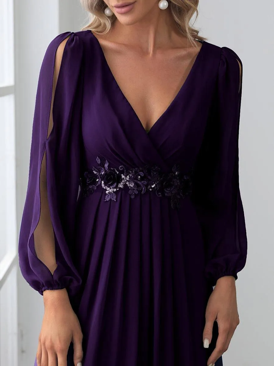 Robe de soirée longue et élégante avec manches lanternes