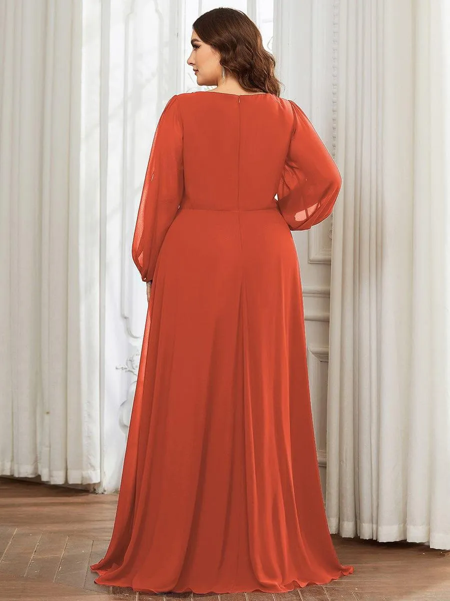 Robe de soirée longue et élégante avec manches lanternes