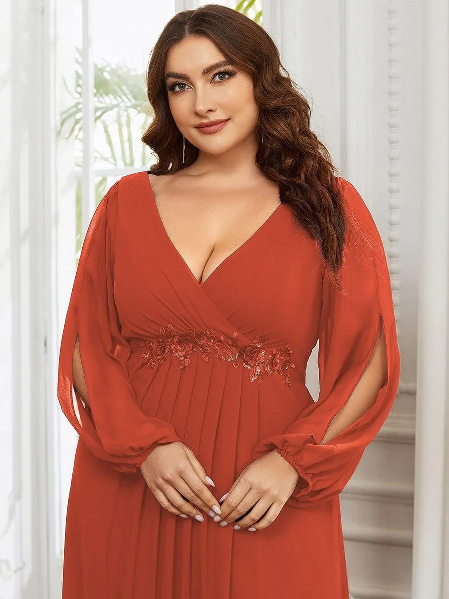 Robe de soirée longue et élégante avec manches lanternes